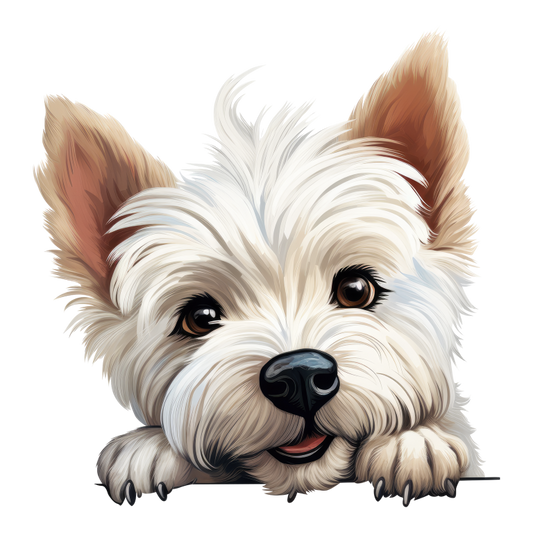 White Dog Westie Cute Face Vinyl Sticker Decal