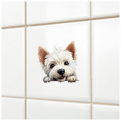 White Dog Westie Cute Face Vinyl Sticker Decal
