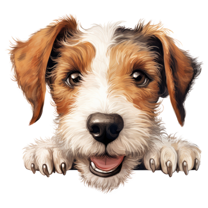 Brown White Dog Terrier Happy Vinyl Sticker Decal