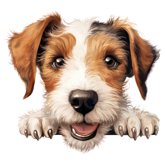 Brown White Dog Terrier Happy Vinyl Sticker Decal