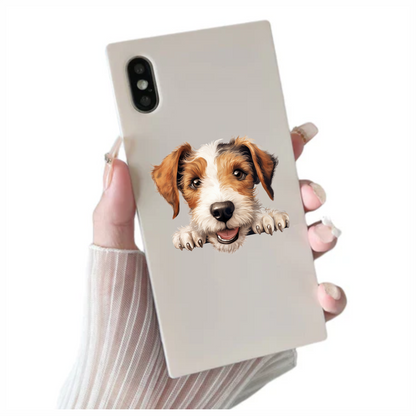 Brown White Dog Terrier Happy Vinyl Sticker Decal