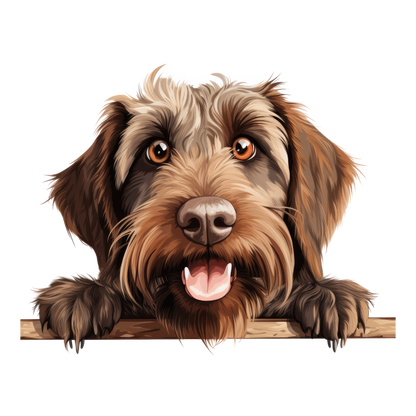 Brown Dog Wirehaired Happy Face Vinyl Sticker Decal