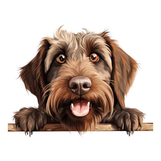 Brown Dog Wirehaired Happy Face Vinyl Sticker Decal