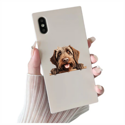 Brown Dog Wirehaired Happy Face Vinyl Sticker Decal