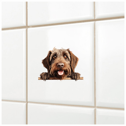 Brown Dog Wirehaired Happy Face Vinyl Sticker Decal