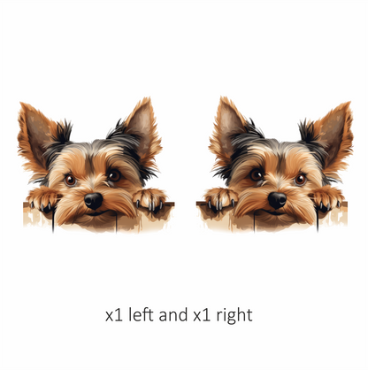 Brown Dog Yorkshire Terrier Fence Vinyl Sticker Decal