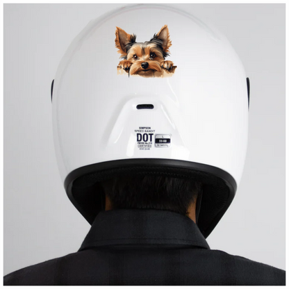 Brown Dog Yorkshire Terrier Fence Vinyl Sticker Decal