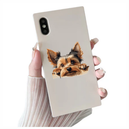 Brown Dog Yorkshire Terrier Fence Vinyl Sticker Decal