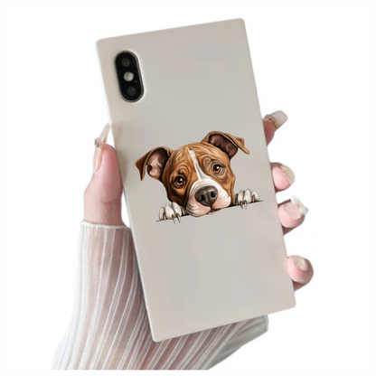 Brown Dog Bulldog Face Close Up Vinyl Sticker Decal
