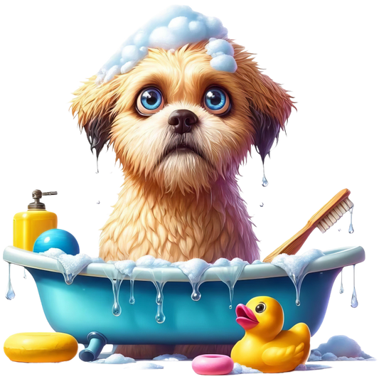 Brown Puppy Bath Tub Soap Vinyl Sticker Decal