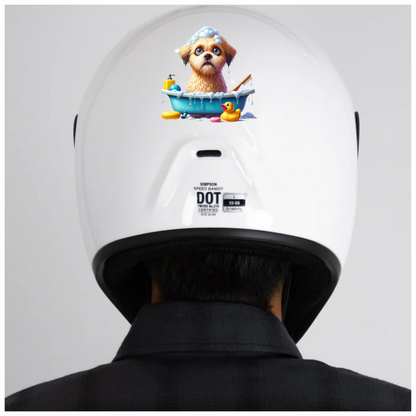 Brown Puppy Bath Tub Soap Vinyl Sticker Decal