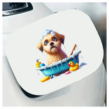 Brown Puppy Bath Tub Soap Vinyl Sticker Decal
