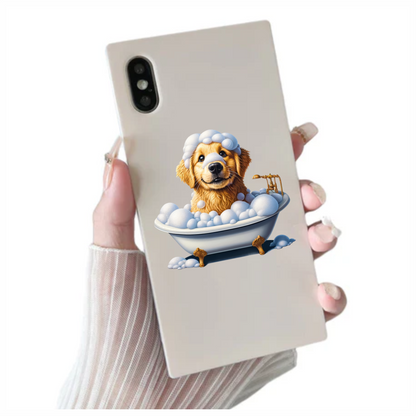 Golden Retriever Puppy Bathtub Bubbles Vinyl Sticker Decal