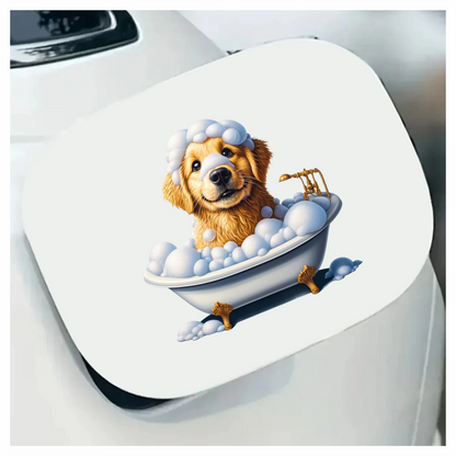 Golden Retriever Puppy Bathtub Bubbles Vinyl Sticker Decal