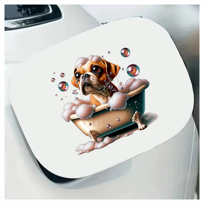 Brown Pug Bathtub Bubbles Soap Dog Vinyl Sticker Decal
