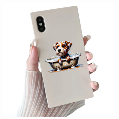 Brown Dog Terrier Bathtub Bubbles Vinyl Sticker Decal