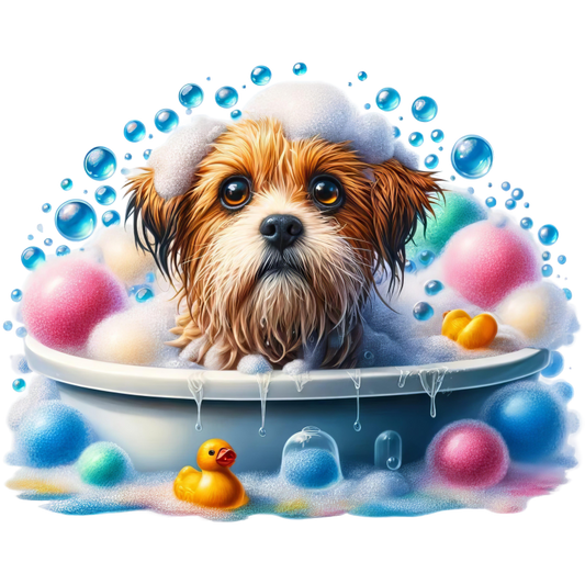 Brown Dog Bubble Bath Tub Vinyl Sticker Decal