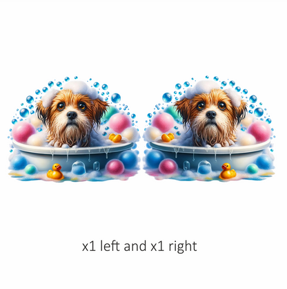Brown Dog Bubble Bath Tub Vinyl Sticker Decal