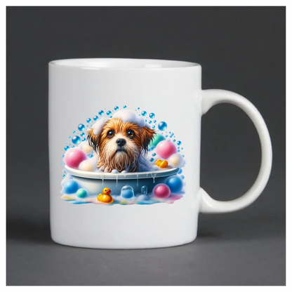 Brown Dog Bubble Bath Tub Vinyl Sticker Decal