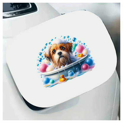 Brown Dog Bubble Bath Tub Vinyl Sticker Decal