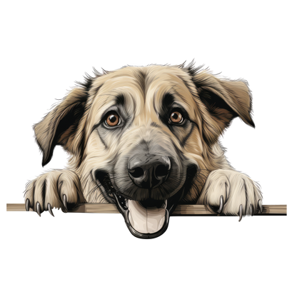 Tan Dog Happy Face Drawing Vinyl Sticker Decal