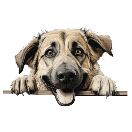 Tan Dog Happy Face Drawing Vinyl Sticker Decal