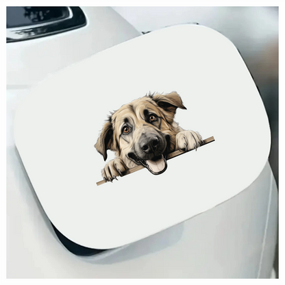 Tan Dog Happy Face Drawing Vinyl Sticker Decal