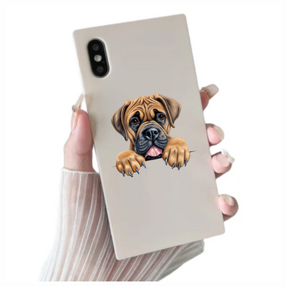 White Helmet Dog Bulldog Back Vinyl Sticker Decal