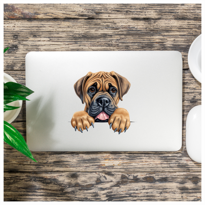 White Helmet Dog Bulldog Back Vinyl Sticker Decal
