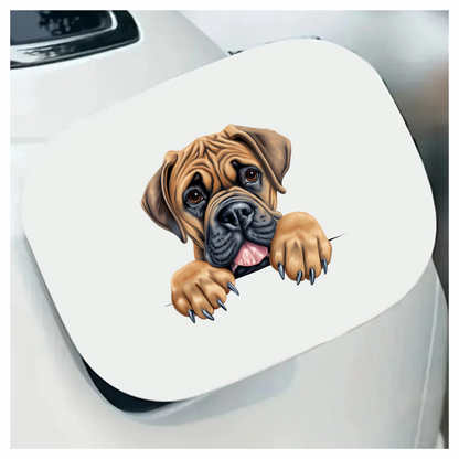 White Helmet Dog Bulldog Back Vinyl Sticker Decal