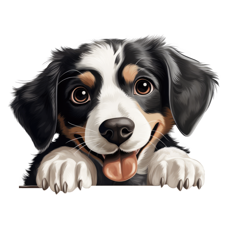 Black White Dog Puppy Cartoon Vinyl Sticker Decal