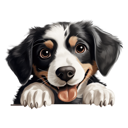 Black White Dog Puppy Cartoon Vinyl Sticker Decal