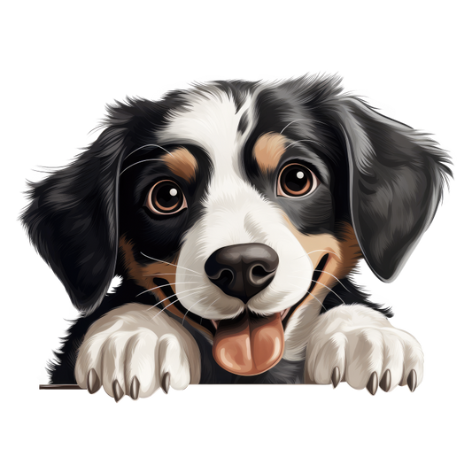Black White Dog Puppy Cartoon Vinyl Sticker Decal