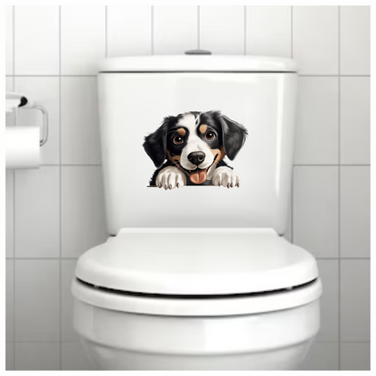 Black White Dog Puppy Cartoon Vinyl Sticker Decal