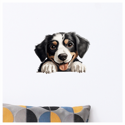 Black White Dog Puppy Cartoon Vinyl Sticker Decal