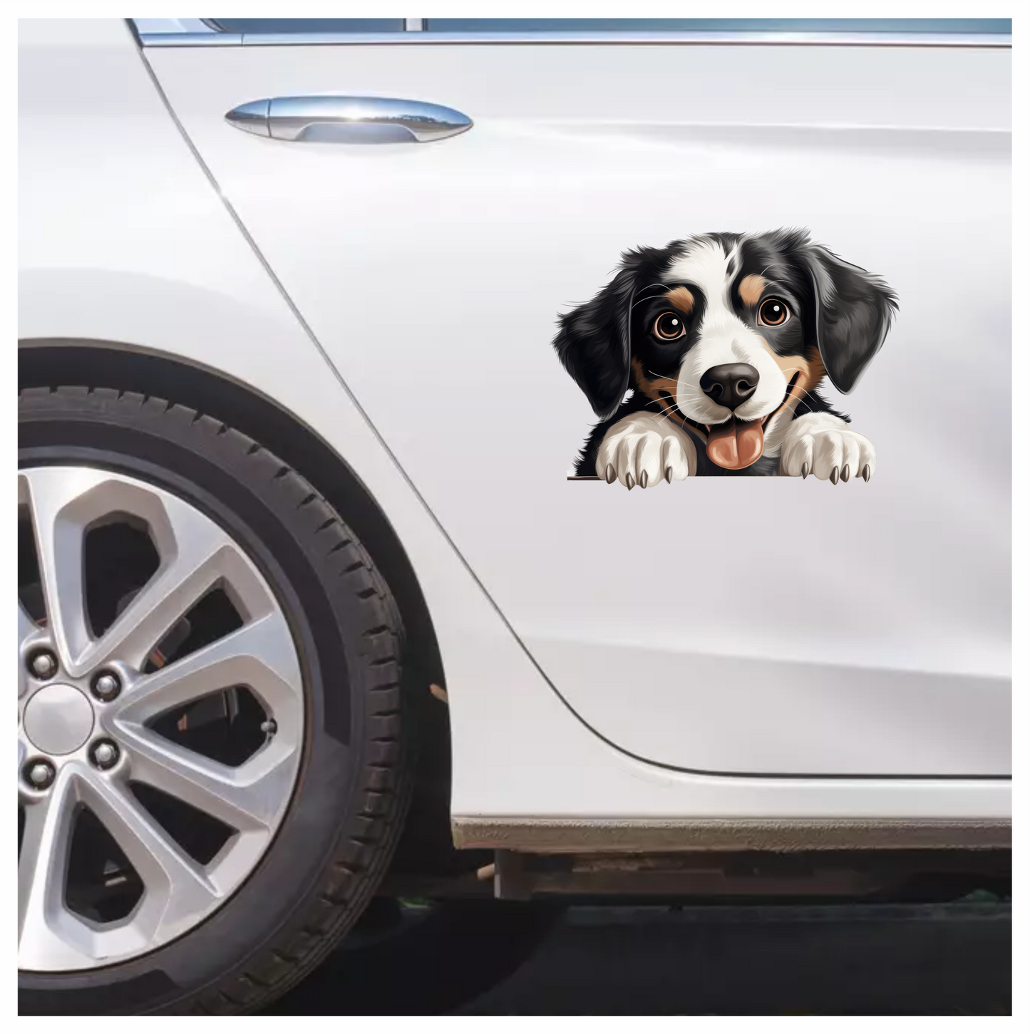 Black White Dog Puppy Cartoon Vinyl Sticker Decal