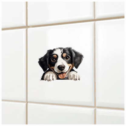 Black White Dog Puppy Cartoon Vinyl Sticker Decal
