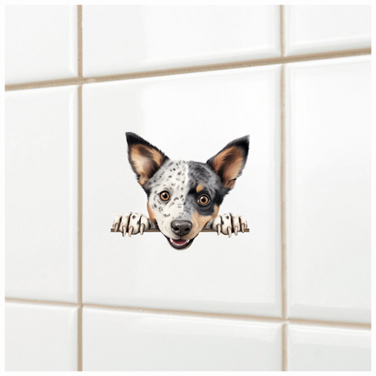 Black White Dog Cattle Blue Vinyl Sticker Decal