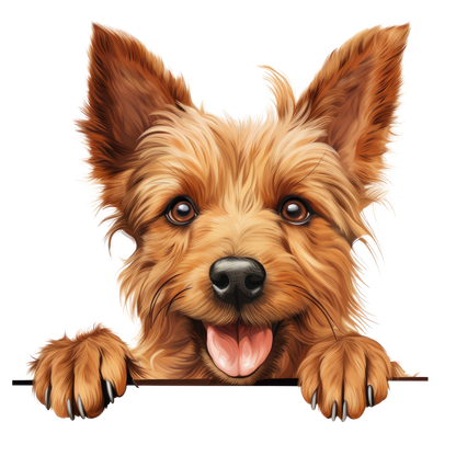 Brown Yorkie Dog Happy Face Vinyl Sticker Decal