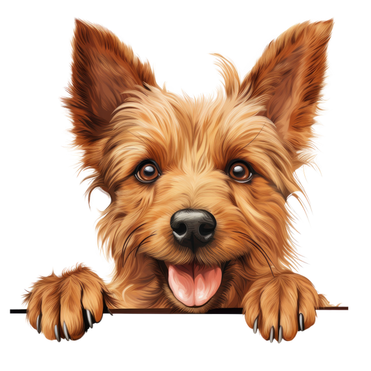 Brown Yorkie Dog Happy Face Vinyl Sticker Decal