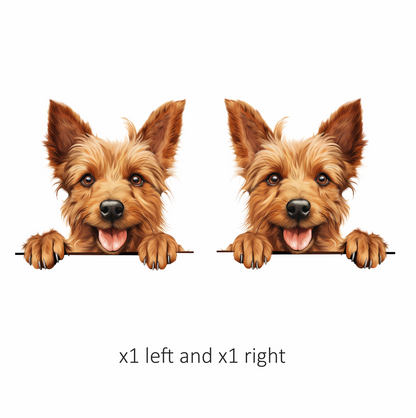 Brown Yorkie Dog Happy Face Vinyl Sticker Decal