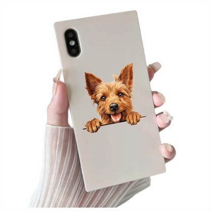 Brown Yorkie Dog Happy Face Vinyl Sticker Decal