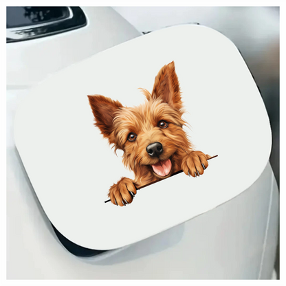 Brown Yorkie Dog Happy Face Vinyl Sticker Decal