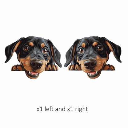 Black Brown Dog Dachshund Happy Face Vinyl Sticker Decal