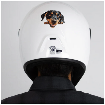 Black Brown Dog Dachshund Happy Face Vinyl Sticker Decal