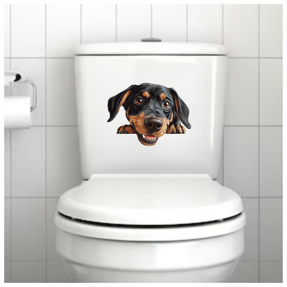 Black Brown Dog Dachshund Happy Face Vinyl Sticker Decal