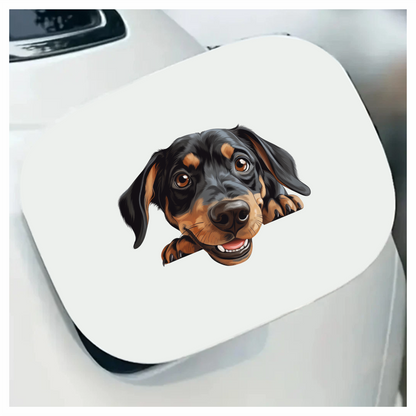 Black Brown Dog Dachshund Happy Face Vinyl Sticker Decal