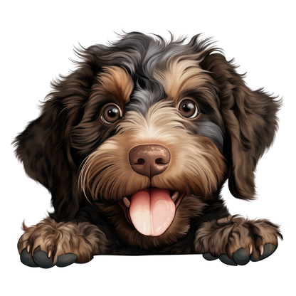 Brown Black Dog Puppy Cartoon Vinyl Sticker Decal