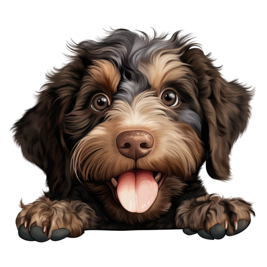 Brown Black Dog Puppy Cartoon Vinyl Sticker Decal