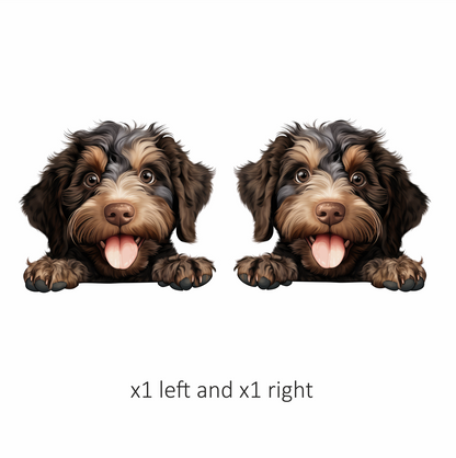 Brown Black Dog Puppy Cartoon Vinyl Sticker Decal